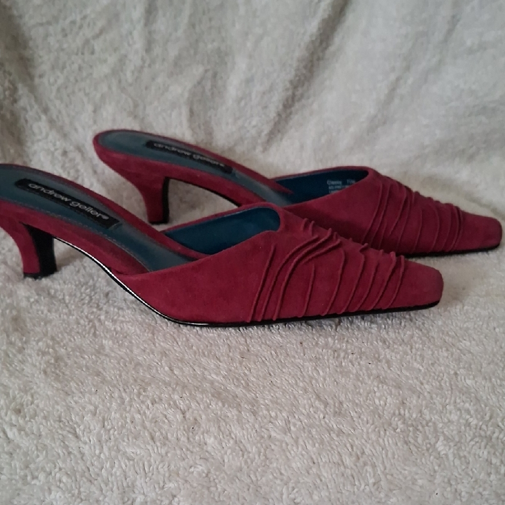 Andrew Geller Burgundy Red Pointed Mule Heels